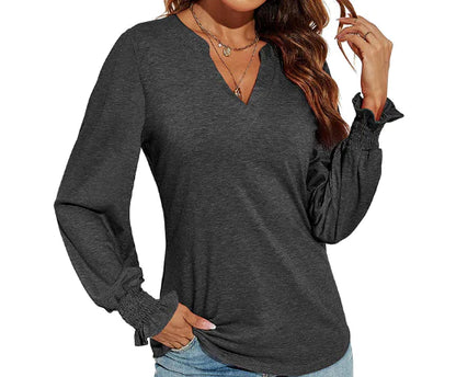 Lightweight V-Neck Long Sleeve Sweatshirt for Women