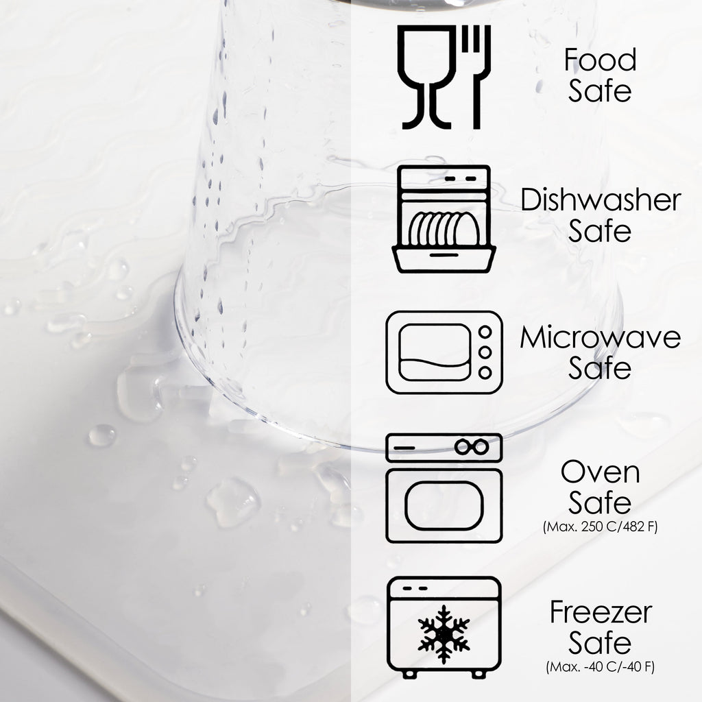 PopYum Silicone Drying Mat (12x16 in, 30x40 cm), Clear-Frosted