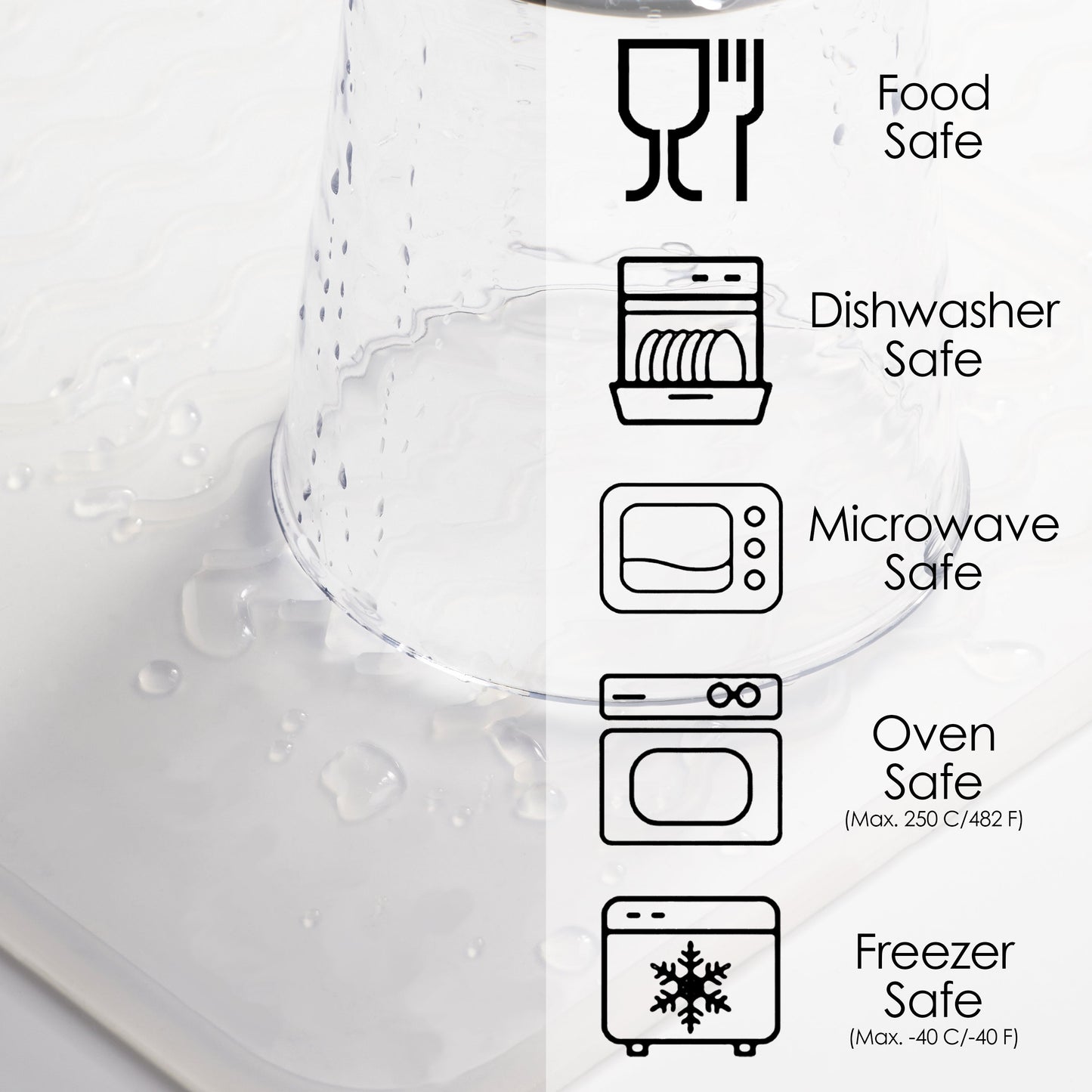PopYum Silicone Drying Mat (12x16 in, 30x40 cm), Clear-Frosted