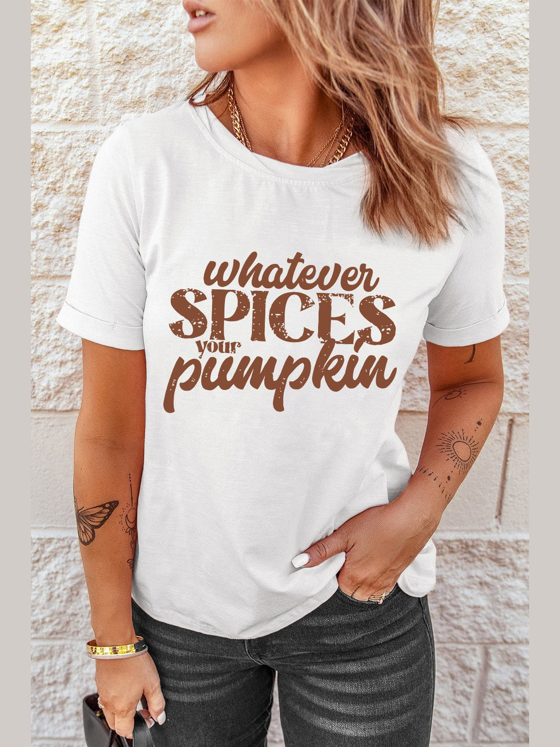 Women WHATEVER SPICES YOUR PUMPKIN Graphic Tee