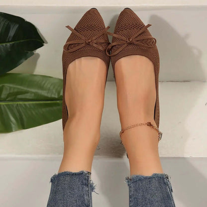 Knitted Pointed Toe Flats for Women – Fashion Slip-On Shoes