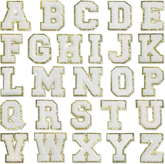 White Self Adhesive Chenille Letters Patches