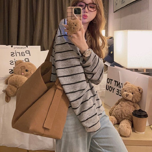 Autumn And Winter Lazy Style Loose Feeling Brushed Base Shirt