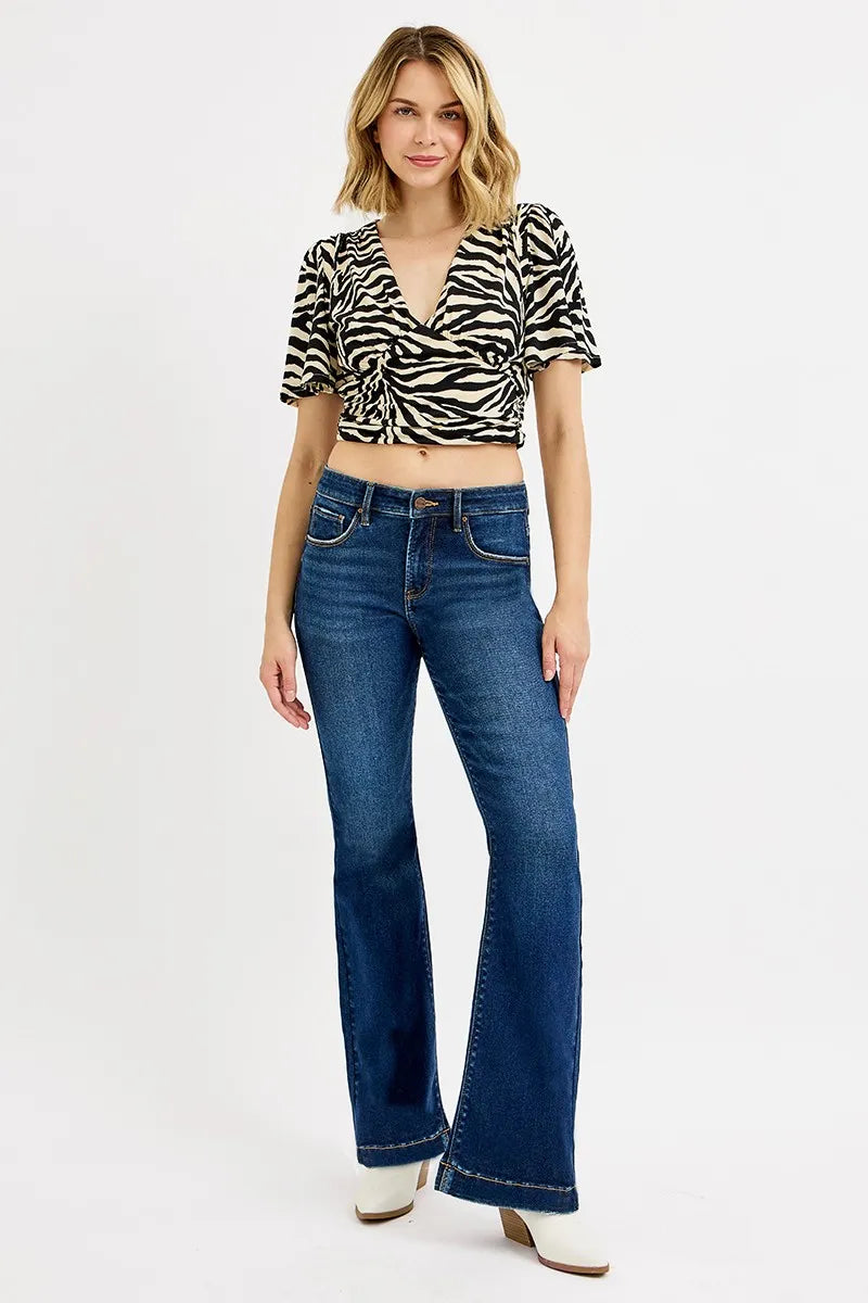 RISEN Full SIze Tummy Control Mid Rise Flare Jeans Plus SIze