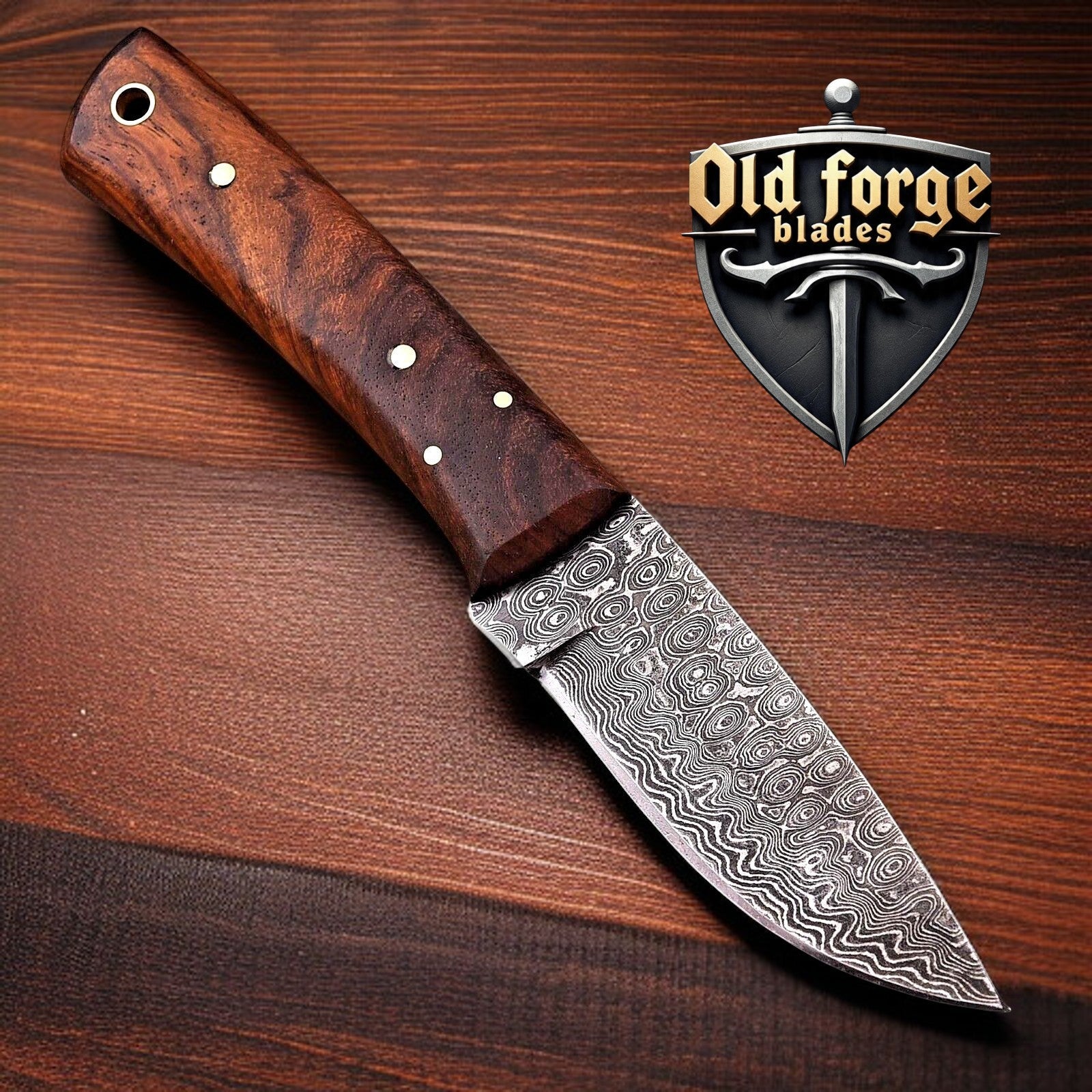 Handmade Knife Damascus Steel Skinner with Rosewood Handle