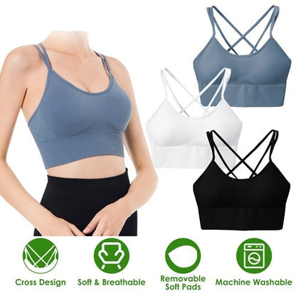 3-Pack Cross Back Strappy Fitness Sports Bra