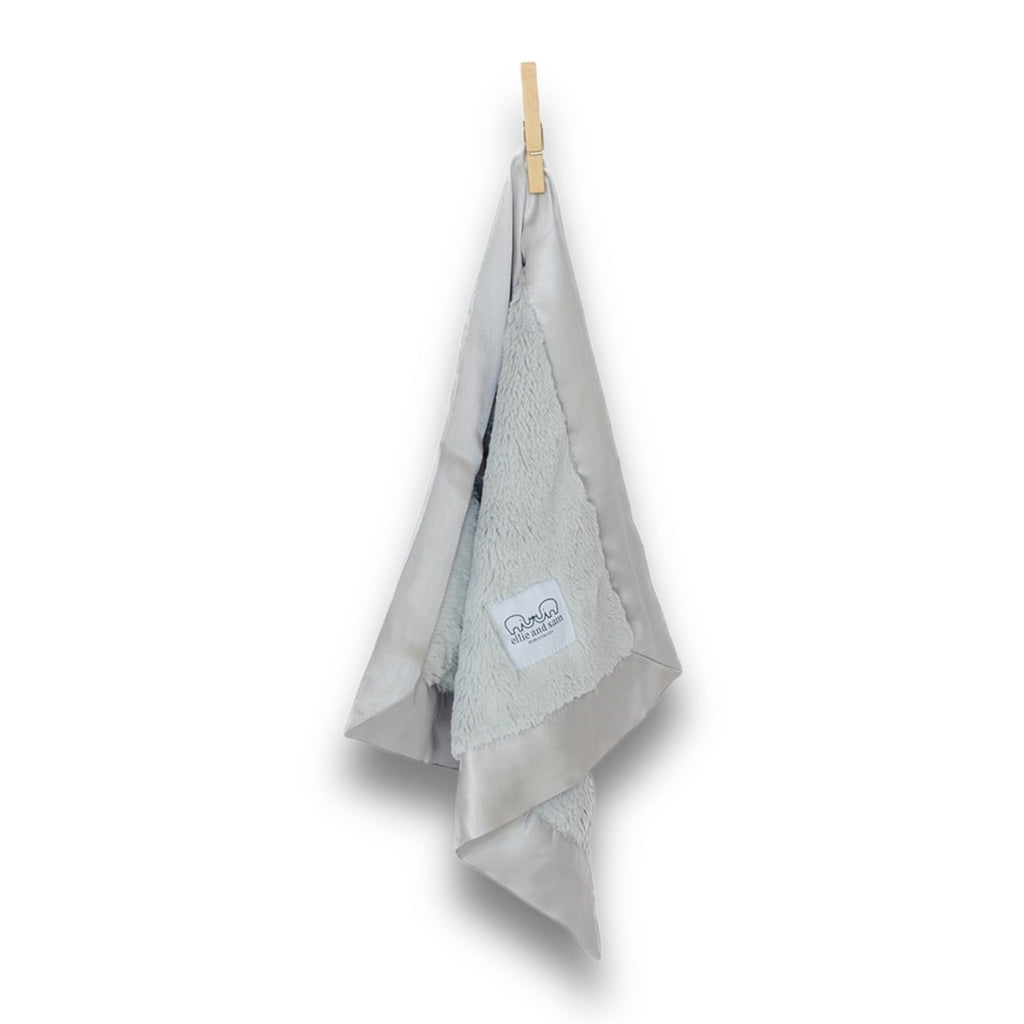 Luxury Baby Lovey Security Blanket with Satin Trim - Silver