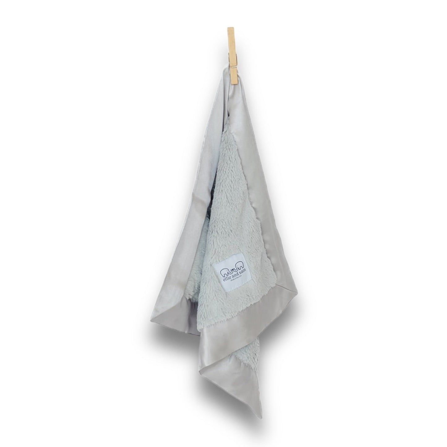 Luxury Baby Lovey Security Blanket with Satin Trim - Silver