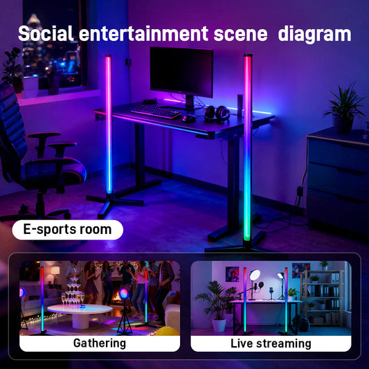 RGB LED Corner Floor Lamp, flip 180°，Remote Control,Standingl Corner Changing Ambience Light, for Living Bedroom Room Gaming Room