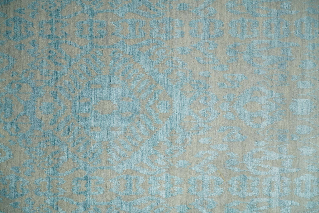 2.6x8 Fine Hand Knotted Camel and Blue Traditional Persian Style Antique Wool and Silk Rug