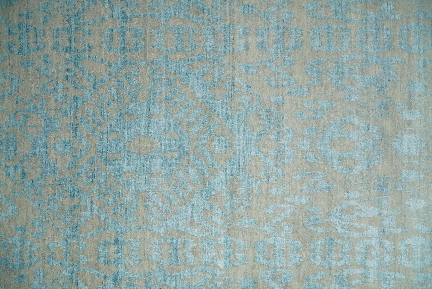 2.6x8 Fine Hand Knotted Camel and Blue Traditional Persian Style Antique Wool and Silk Rug