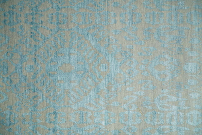 2.6x8 Fine Hand Knotted Camel and Blue Traditional Persian Style Antique Wool and Silk Rug