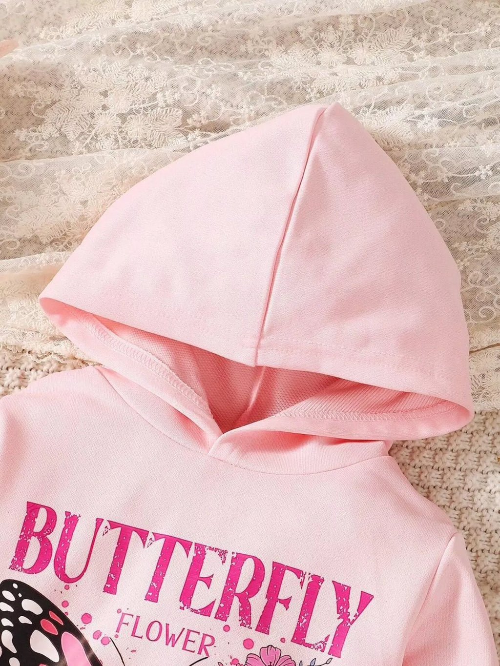 Children's Butterfly Flower Hoodie & Pants Set