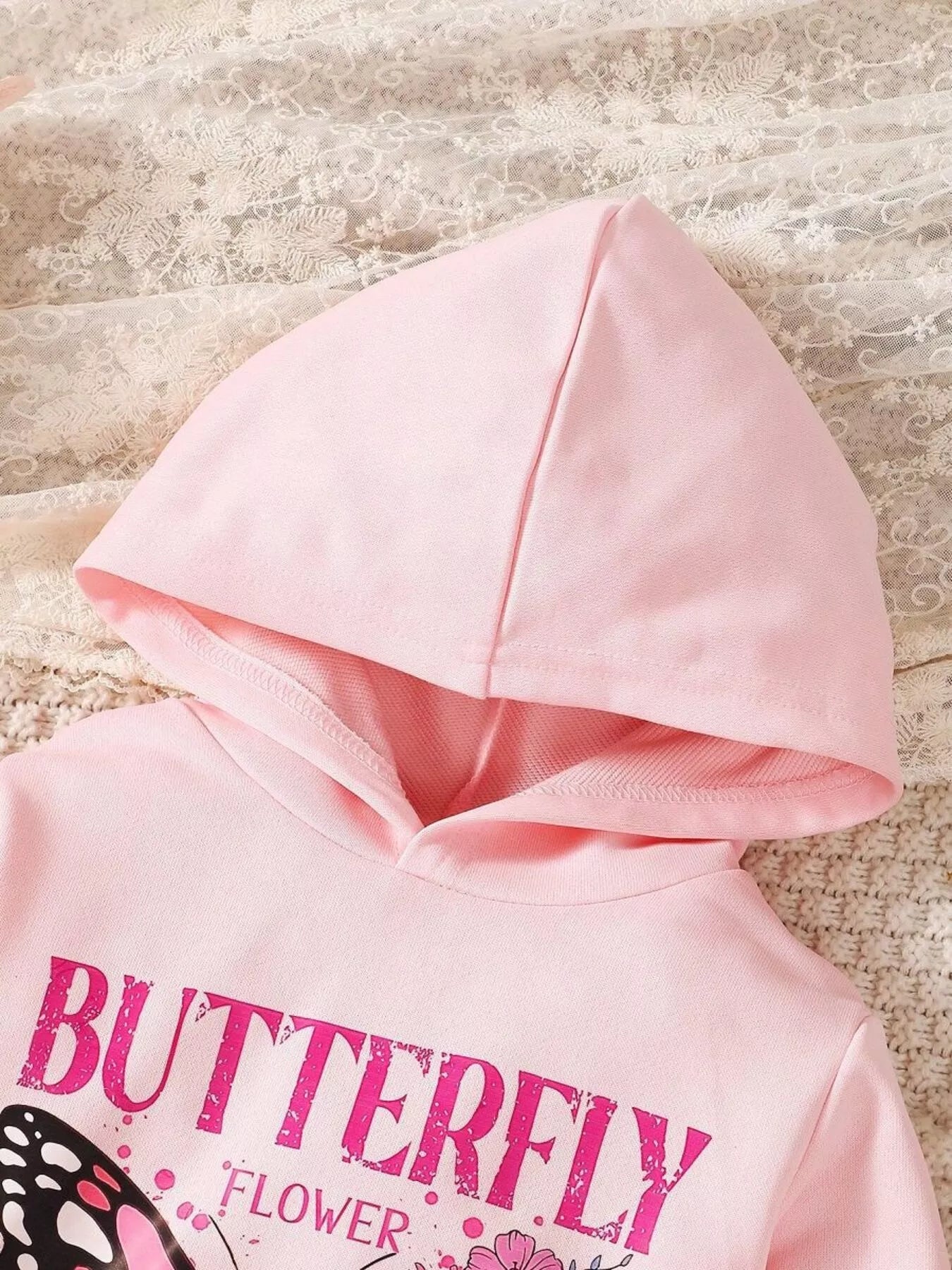 Children's Butterfly Flower Hoodie & Pants Set