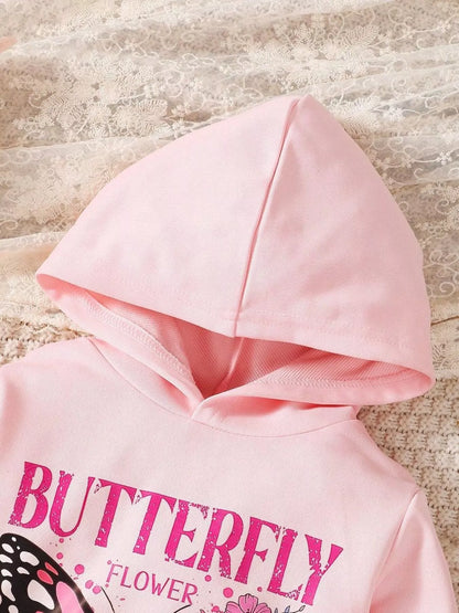 Children's Butterfly Flower Hoodie & Pants Set