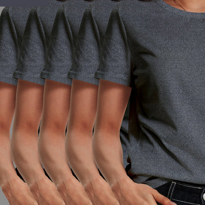 5Pack Womens Soft Stretch Casual Round Neck T-Shirts