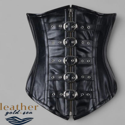 Leather Underbust Corset Black – Handcrafted Genuine Leather