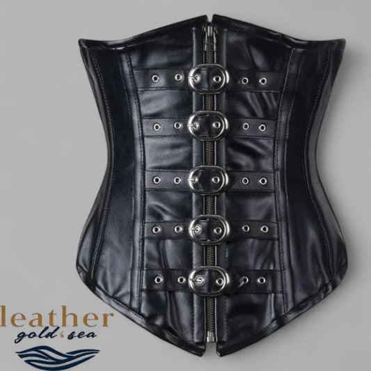 Leather Underbust Corset Black – Handcrafted Genuine Leather