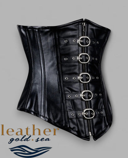 Leather Underbust Corset Black – Handcrafted Genuine Leather