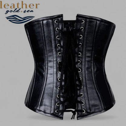 Leather Underbust Corset Black – Handcrafted Genuine Leather