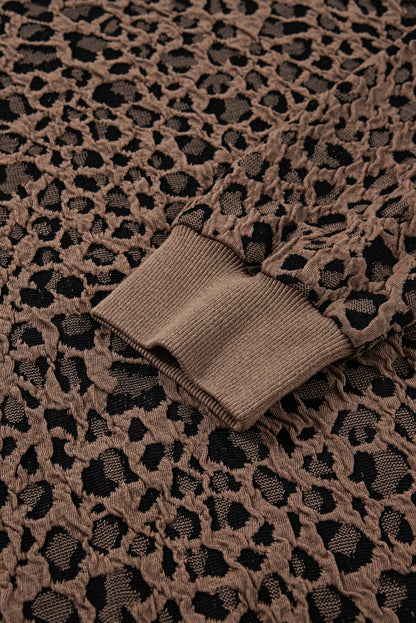 Annie Ribbed Trim Leopard Top