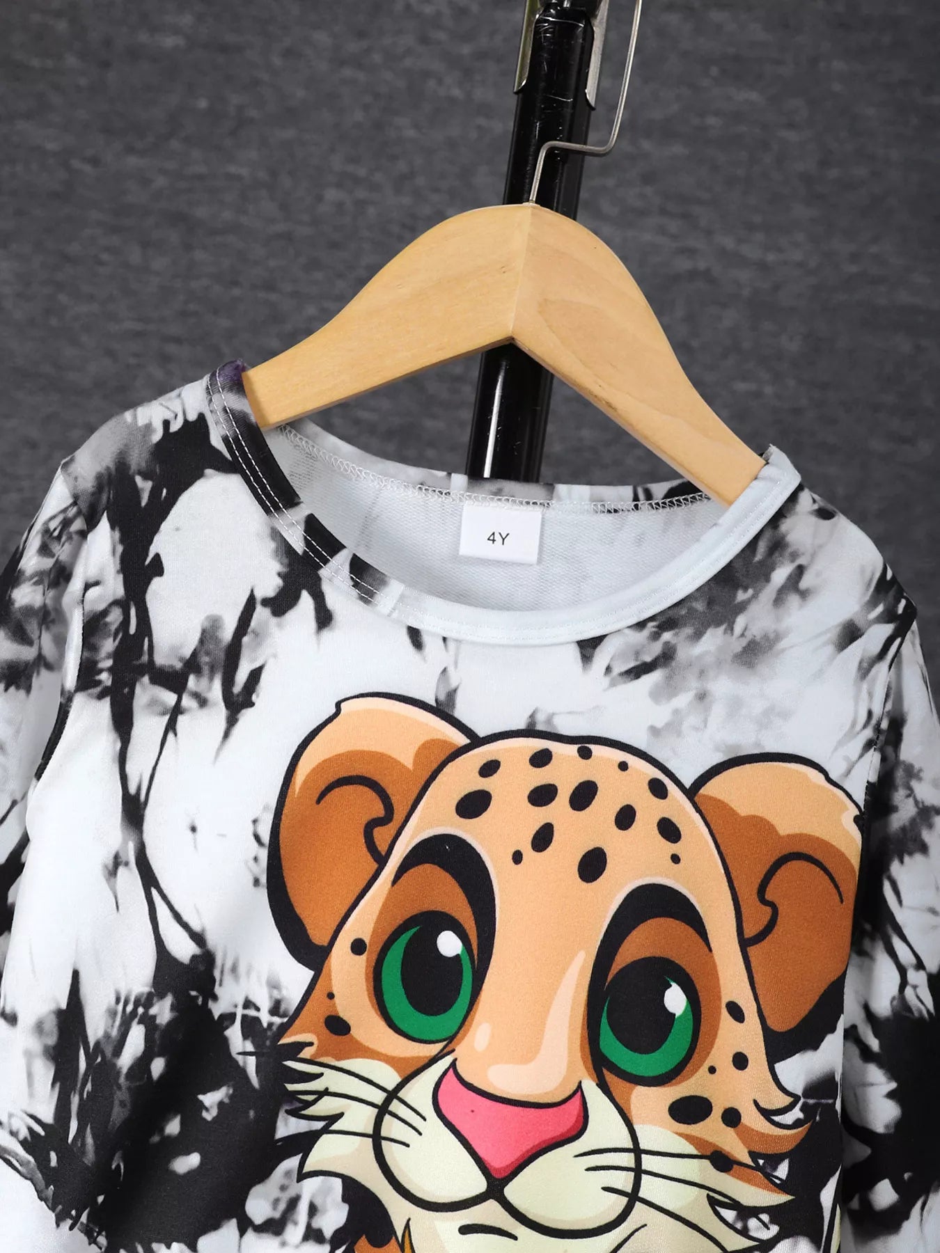 Children's Cheetah Tie-Dye Top and Pants Set