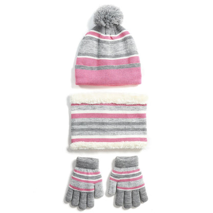 Kids Winter Warm Knitted Hat Scarf Gloves Set