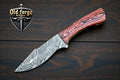 Handmade Damascus Hunting Knife with Real Damascus Blade & Wood Handle