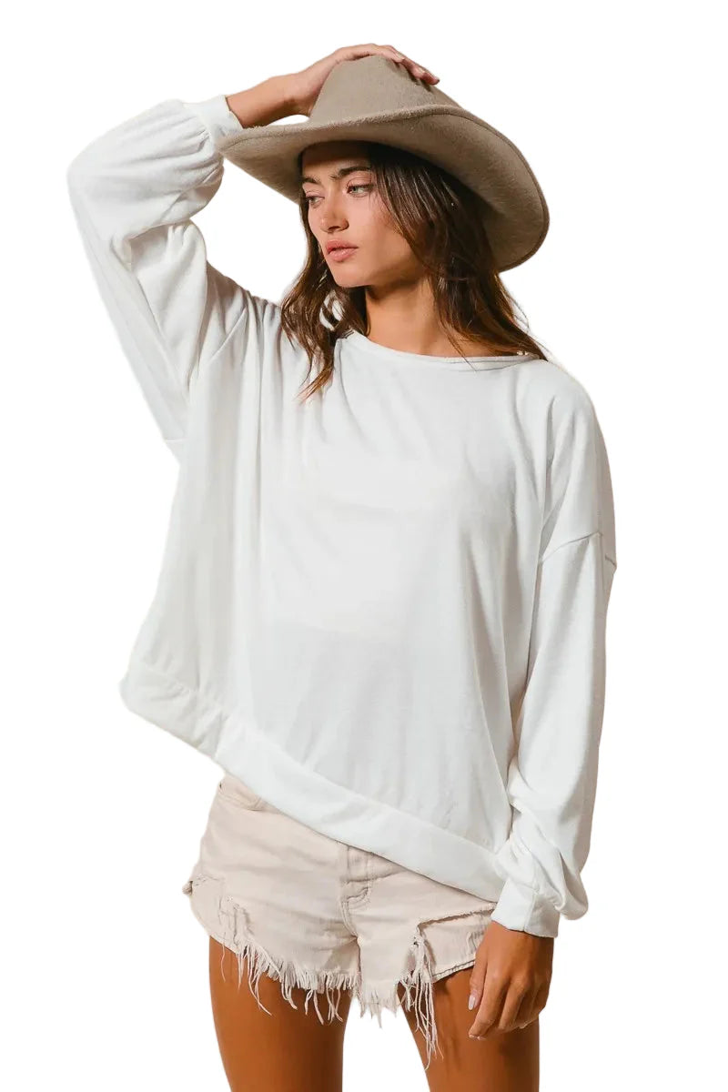 BiBi Loop Terry Pull Over With Cut Edge Band