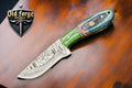 Handmade Damascus Hunting Knife – Full Tang Survival Blade with Color Resin Handle