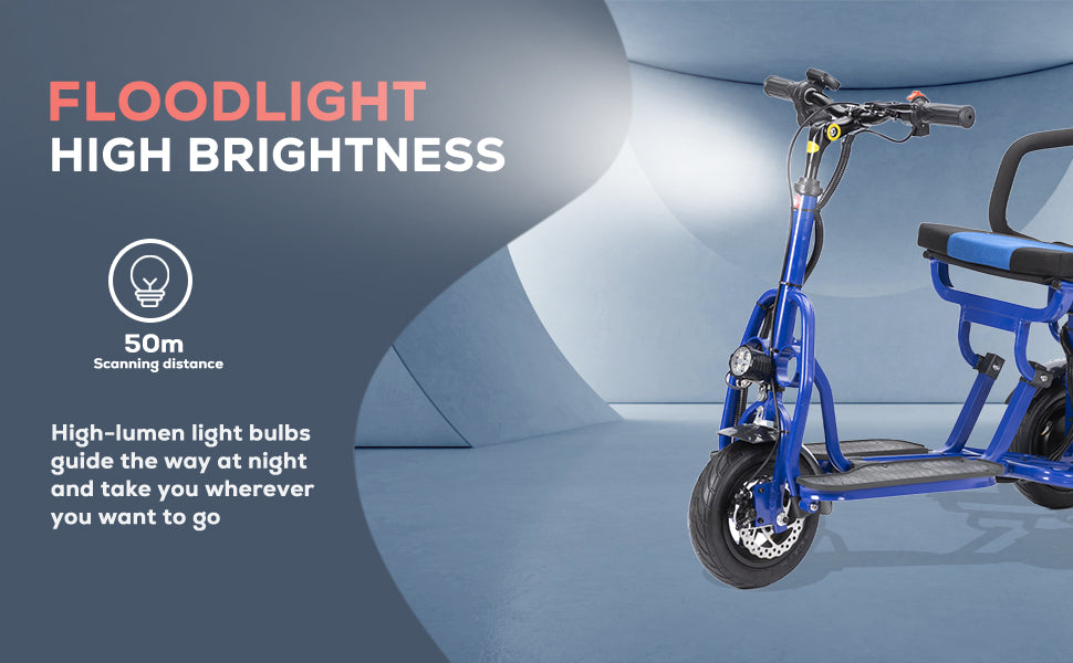 COUGAR (Blue) Folding Electric Mobility Scooter 3 Wheel Lightweight Portable Power Travel Scooters