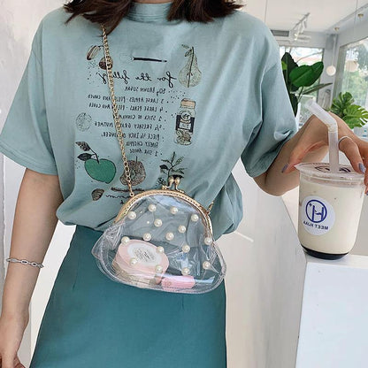 Pearl Jelly Chain Messenger Bag Women