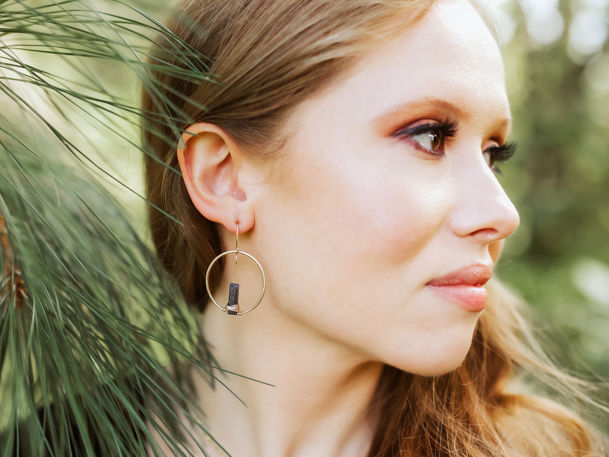 Sunrise Earrings - Black Sunstone