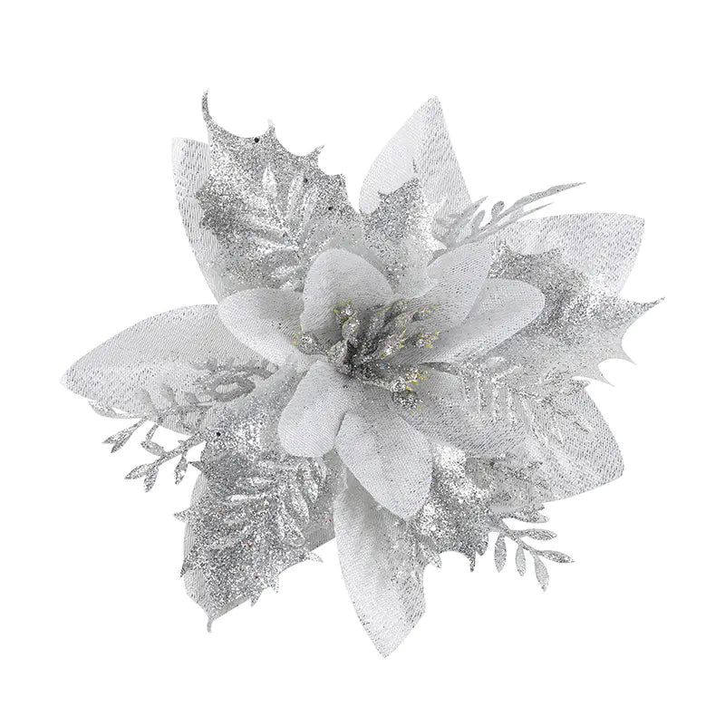 15CM Christmas Gold Glitter Hollow 3D Flower DIY Decor