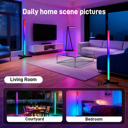 RGB LED Corner Floor Lamp, flip 180°，Remote Control,Standingl Corner Changing Ambience Light, for Living Bedroom Room Gaming Room