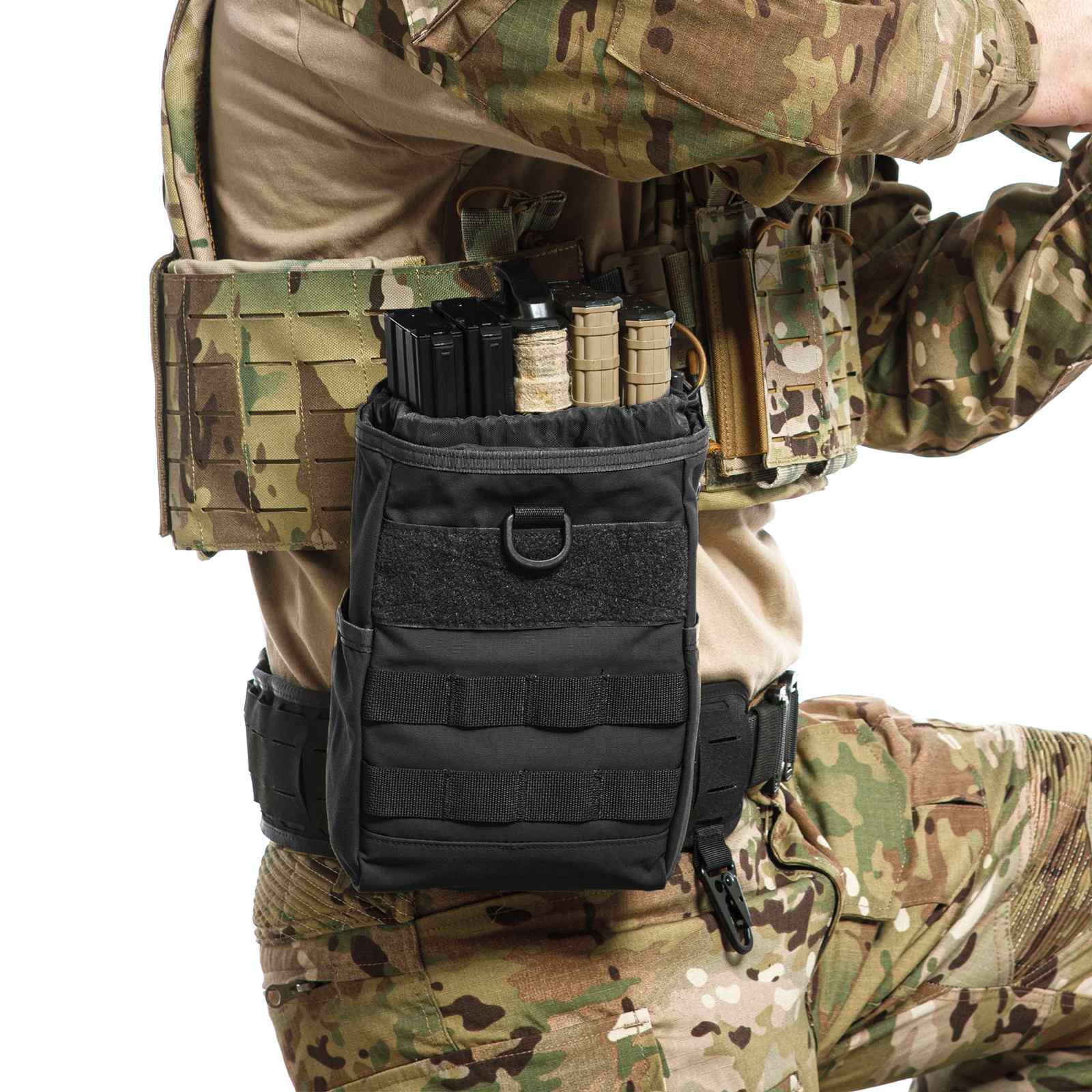 Tactical Dump Pouch Molle Storage Bag Tactical Waist Bag, Drawstring Folding Magazine Dump Bag
