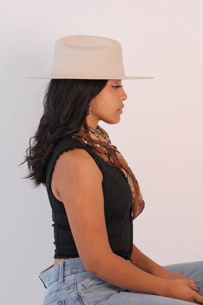Dakota Cattleman Flat Brim Hat - Ivory