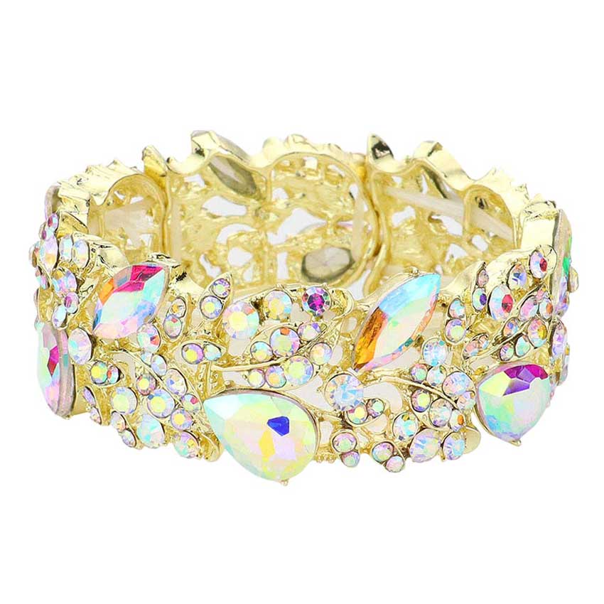 Teardrop Marquise Stone Cluster Stretch Evening Bracelet