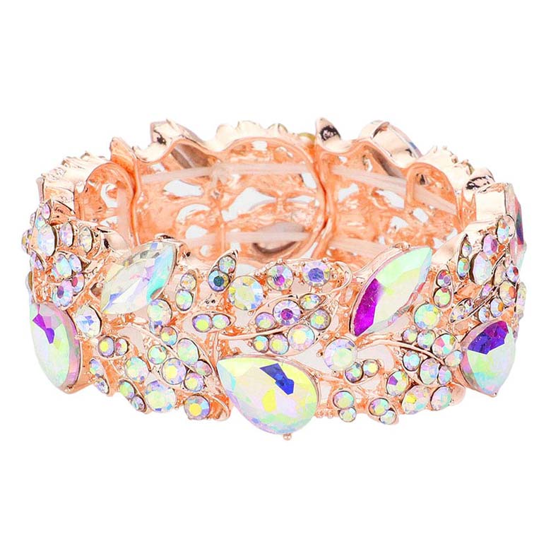 Teardrop Marquise Stone Cluster Stretch Evening Bracelet