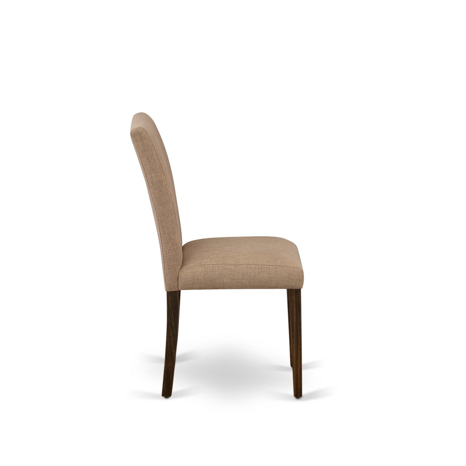 EAST WEST FURNITURE - CNAB7-77-47 - 7-Pc Dinette Room Set- 6 Dining Chairs and Rectangular Dining Table - Light Sable Linen Fabric Seat and High Chair Back (Distressed Jacobean Finish)