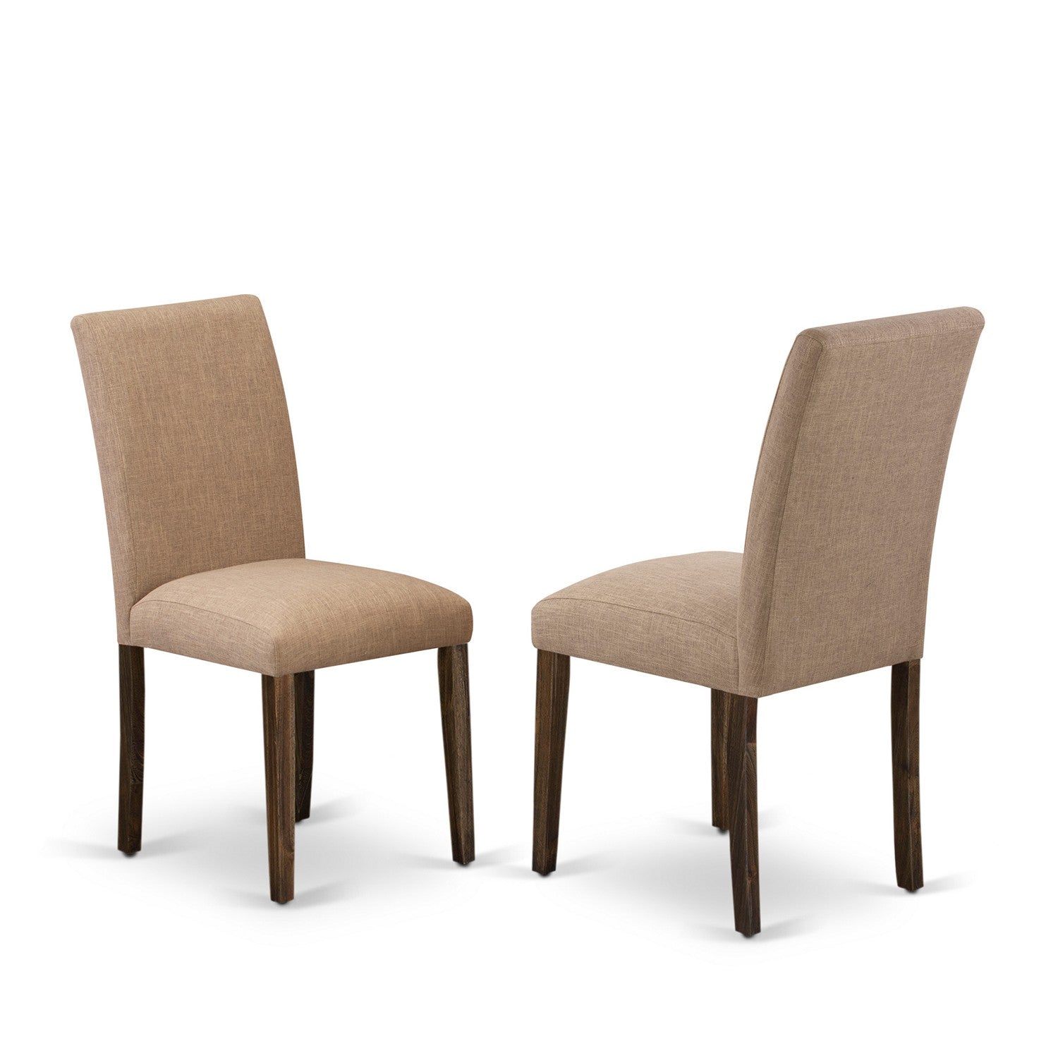 EAST WEST FURNITURE - CNAB7-77-47 - 7-Pc Dinette Room Set- 6 Dining Chairs and Rectangular Dining Table - Light Sable Linen Fabric Seat and High Chair Back (Distressed Jacobean Finish)