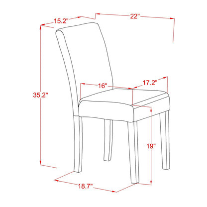 EAST WEST FURNITURE - CNAB7-77-47 - 7-Pc Dinette Room Set- 6 Dining Chairs and Rectangular Dining Table - Light Sable Linen Fabric Seat and High Chair Back (Distressed Jacobean Finish)