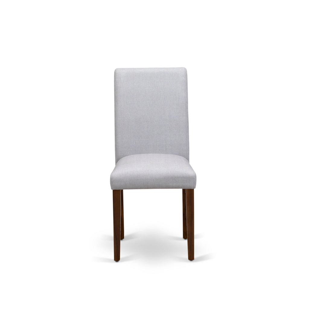 EAST WEST FURNITURE - CNAB5-N8-05 - 5-Pc Modern Dining Table Set- 4 Dining Chairs and Wood Dining Table - Grey Linen Fabric Seat and High Chair Back (Antique Walnut Finish)