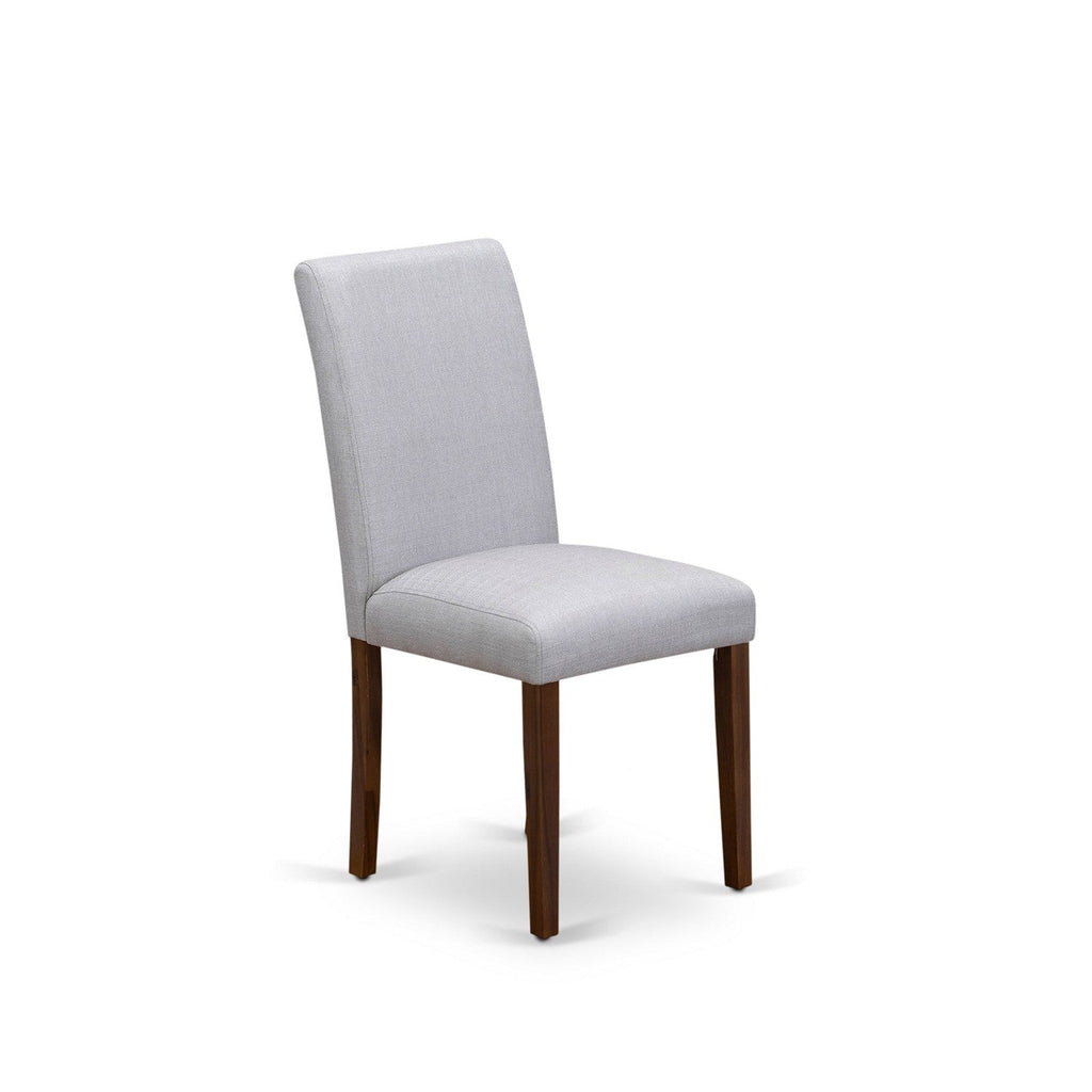 EAST WEST FURNITURE - CNAB7-N8-05 - 7-Pc Modern Dining Set- 6 Parson Dining Chairs and Modern Kitchen Table - Grey Linen Fabric Seat and High Chair Back (Antique Walnut Finish)