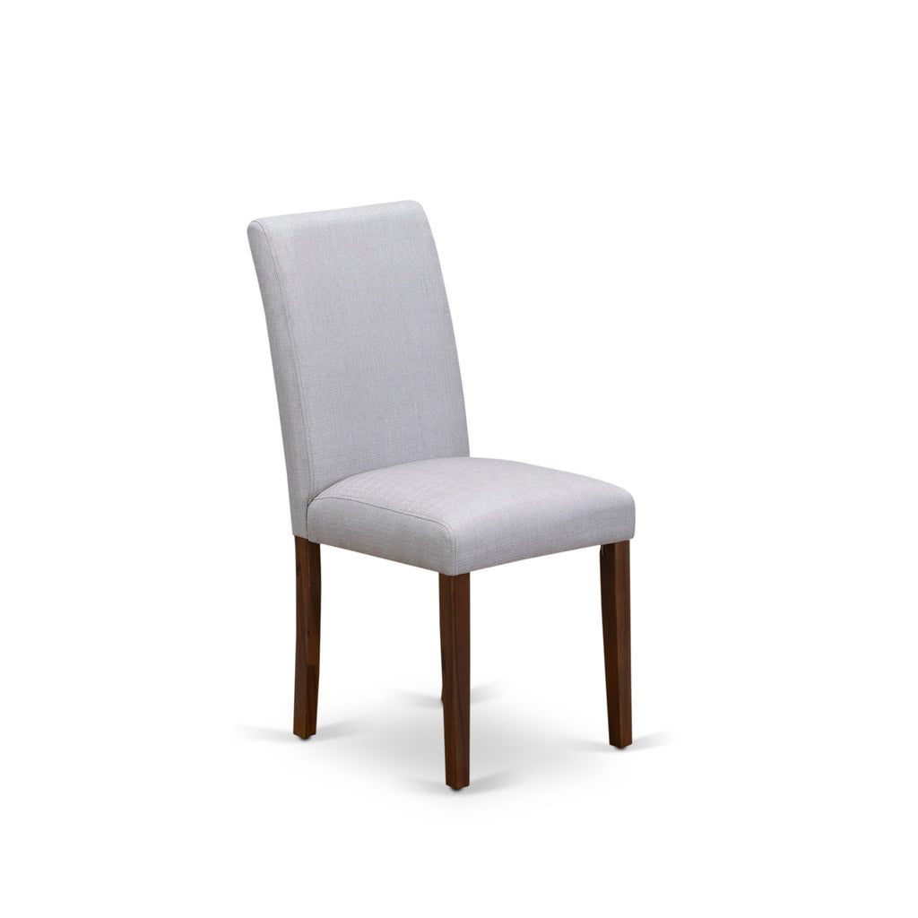 EAST WEST FURNITURE - CNAB5-N8-05 - 5-Pc Modern Dining Table Set- 4 Dining Chairs and Wood Dining Table - Grey Linen Fabric Seat and High Chair Back (Antique Walnut Finish)