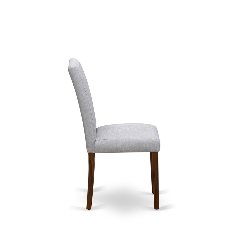 EAST WEST FURNITURE - CNAB7-N8-05 - 7-Pc Modern Dining Set- 6 Parson Dining Chairs and Modern Kitchen Table - Grey Linen Fabric Seat and High Chair Back (Antique Walnut Finish)