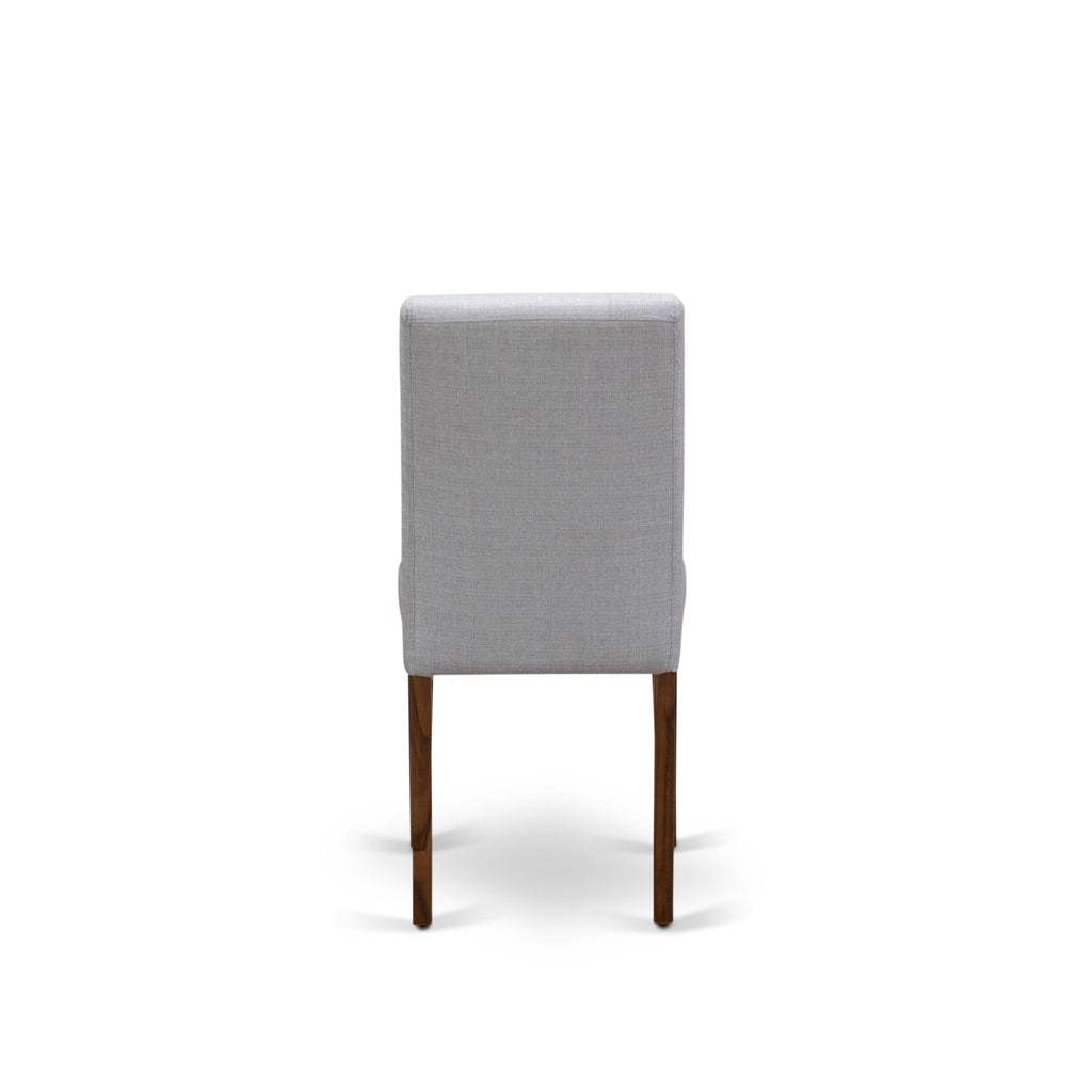 EAST WEST FURNITURE - CNAB5-N8-05 - 5-Pc Modern Dining Table Set- 4 Dining Chairs and Wood Dining Table - Grey Linen Fabric Seat and High Chair Back (Antique Walnut Finish)