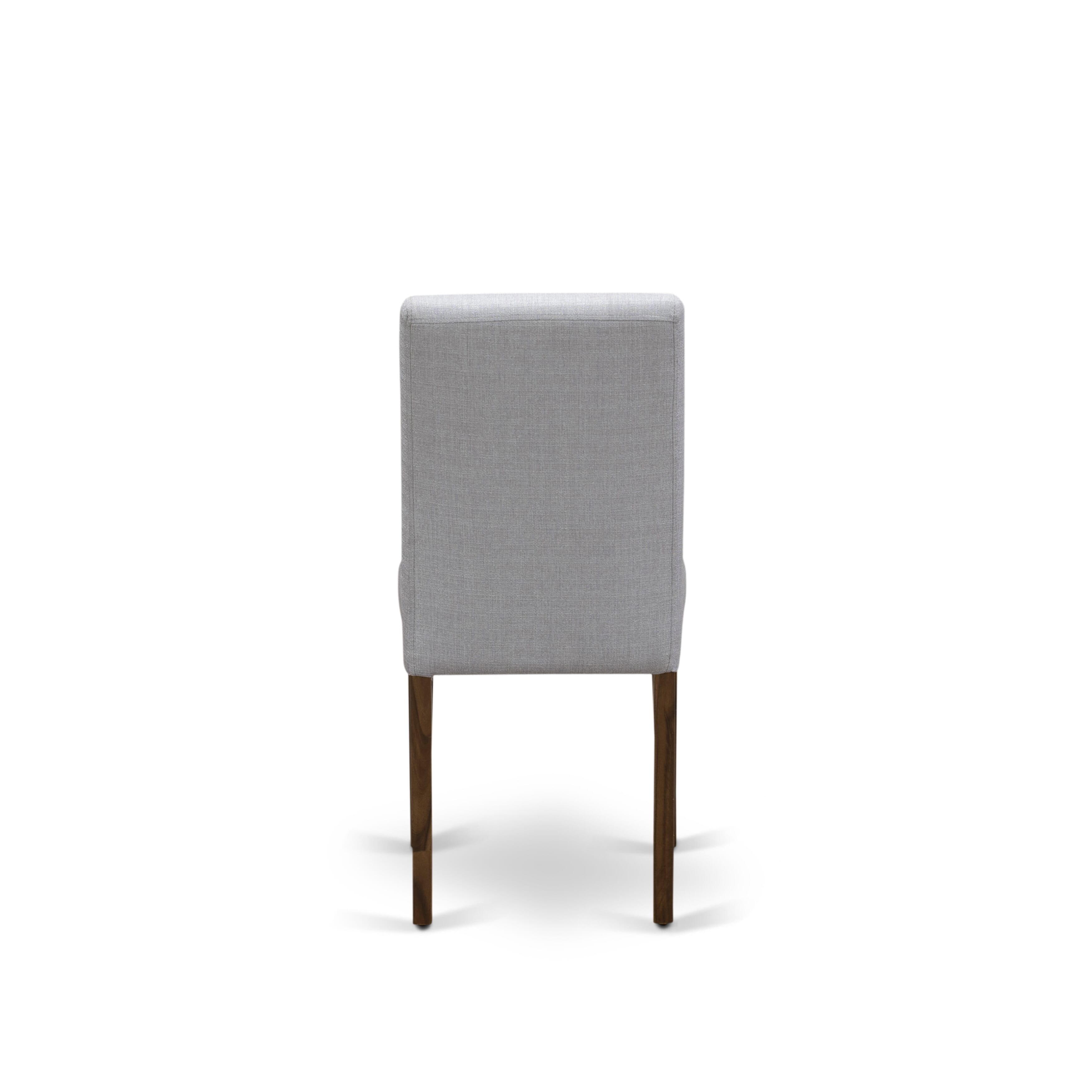EAST WEST FURNITURE - CNAB5-N8-05 - 5-Pc Modern Dining Table Set- 4 Dining Chairs and Wood Dining Table - Grey Linen Fabric Seat and High Chair Back (Antique Walnut Finish)