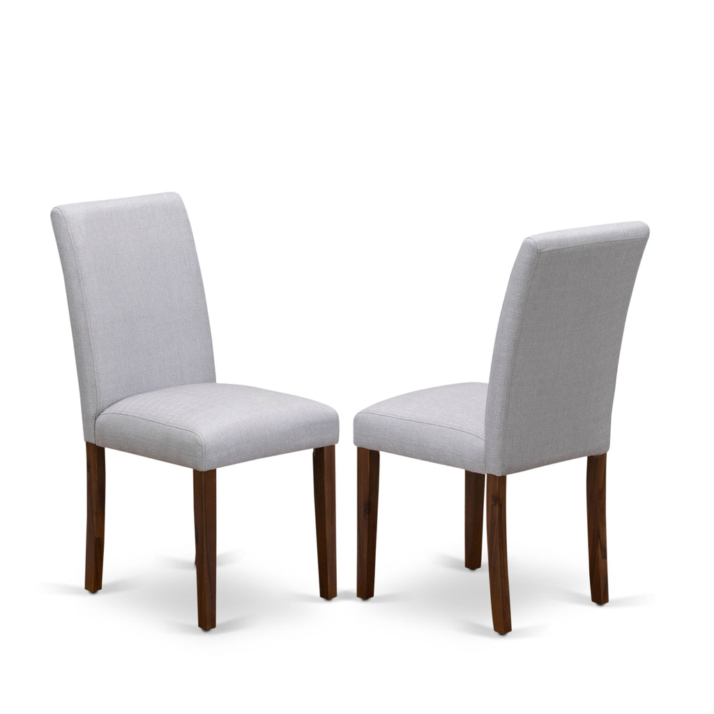 EAST WEST FURNITURE - CNAB5-N8-05 - 5-Pc Modern Dining Table Set- 4 Dining Chairs and Wood Dining Table - Grey Linen Fabric Seat and High Chair Back (Antique Walnut Finish)