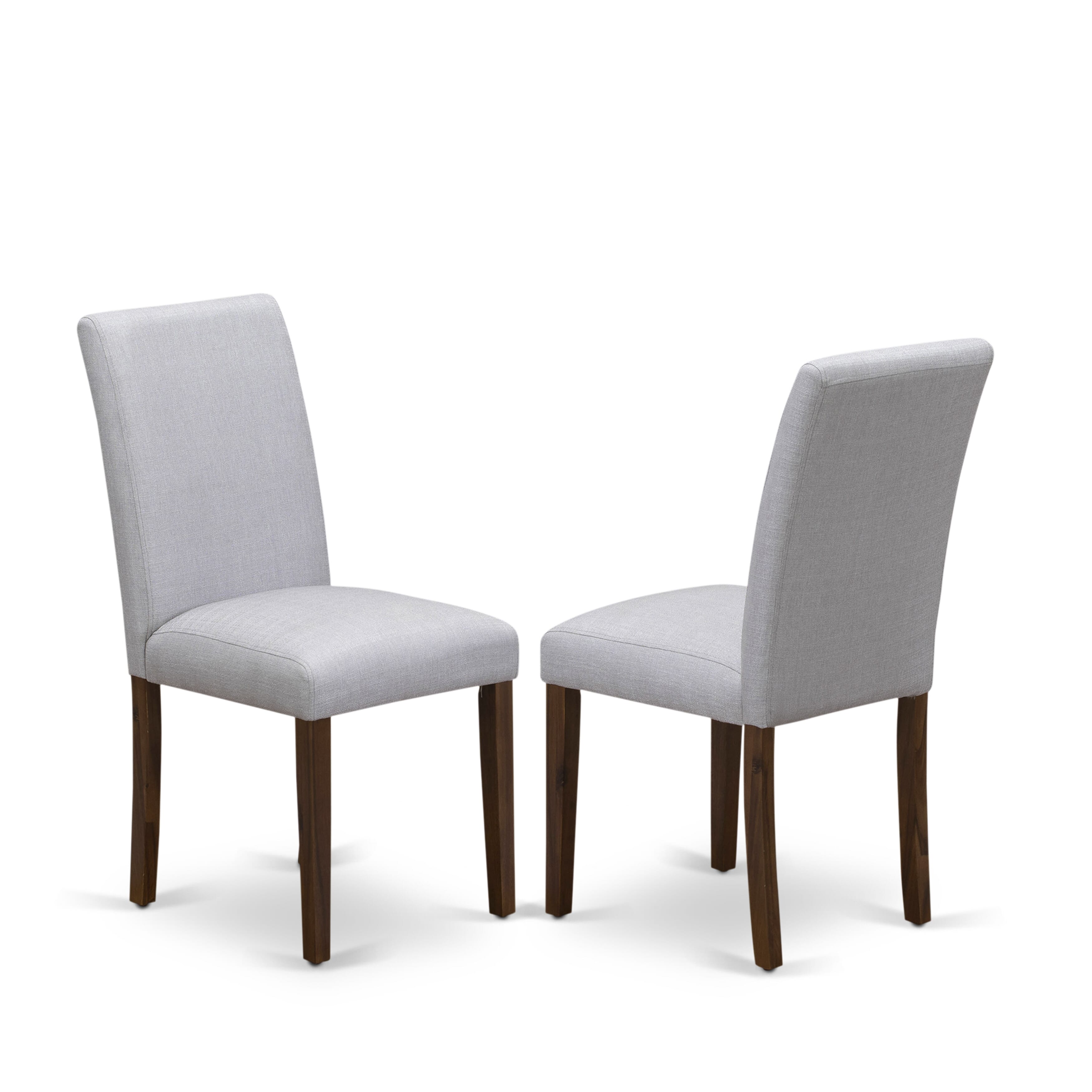 EAST WEST FURNITURE - CNAB5-N8-05 - 5-Pc Modern Dining Table Set- 4 Dining Chairs and Wood Dining Table - Grey Linen Fabric Seat and High Chair Back (Antique Walnut Finish)